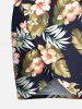 Tenue de plage hawaïenne assortie grande taille à imprimé feuilles tropicales et fleurs d'hibiscus pour couples - Noir 