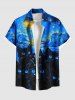 Matching Hawaii Shirt and Romper Plus Size Beach Outfit Cat Sea Waves Painting Galaxy Print For Couples -  