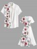 Hibiscus Flowers Leaf Print Plus Size Matching Hawaii Beach Outfit For Couples -  