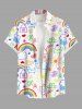Rainbow House Sun Cloud Flowers Stick Figure Print Plus Size Matching Hawaii Beach Outfit For Couples -  