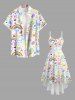 Rainbow House Sun Cloud Flowers Stick Figure Print Plus Size Matching Hawaii Beach Outfit For Couples -  