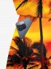 Matching Hawaii Shirt and Romper Plus Size Beach Outfit Coconut Tree Ombre Sky Printed for Couples -  
