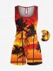 Matching Hawaii Shirt and Romper Plus Size Beach Outfit Coconut Tree Ombre Sky Printed for Couples -  