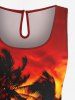 Matching Hawaii Shirt and Romper Plus Size Beach Outfit Coconut Tree Ombre Sky Printed for Couples -  