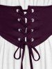 Plus Size Medieval Renaissance Ruched Off Shoulder  Asymmetrical Tee With Grommets Lace Up Marled Waistcoat -  