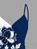 Plus Size Two Tone Flower Leaf Branch Print Hawaii Convertible Beach Cover Up -  