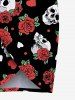 Plus Size Skull Rose Flower Heart Print Halloween Convertible Beach Cover Up -  