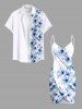 Plus Size Flowers Leaf Tropical Print Convertible Hawaii Beach Cover -  