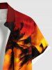 Plus Size Coconut Tree Ombre Sky Print Buttons Pocket Hawaii Shirt For Men -  