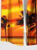 Plus Size Coconut Tree Ombre Sky Print Buttons Pocket Hawaii Shirt For Men -  
