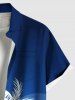 Chemise hawaïenne grande taille à imprimé cocotiers, vagues et éclaboussures de peinture, boutons et poches pour homme - Bleu L
