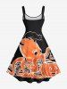 Plus Size Halloween Octopus Pumpkin Cat Print Tank Dress -  