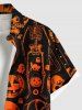 Plus Size Halloween Pumpkin Skulls Skeleton Ghost Print Buttons Pocket Shirt For Men -  
