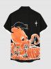 Chemise grande taille à boutons et poches pour homme, motif citrouille, chat et poulpe d'Halloween - Noir S