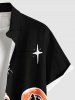 Chemise grande taille à boutons et poches pour homme, motif citrouille, chat et poulpe d'Halloween - Noir S