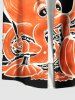 Chemise grande taille à boutons et poches pour homme, motif citrouille, chat et poulpe d'Halloween - Noir 4XL