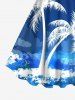 Plus Size Coconut Tree Sea Waves Paint Splatter Print Hawaii Tank Dress -  