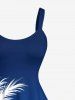 Plus Size Coconut Tree Sea Waves Paint Splatter Print Hawaii Tank Dress -  