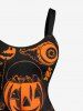 Plus Size Halloween Pumpkin Skulls Skeleton Ghost Print Tank Dress -  