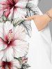 Plus Size Hibiscus Flowers Leaf Print Split Hawaii Midi Dress -  