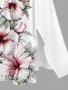 Plus Size Hibiscus Flowers Leaf Print Split Hawaii Midi Dress -  