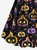 Plus Size Halloween Pumpkin Candles Star Print Cinched Dress -  
