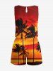 Plus Size Coconut Tree Ombre Sky Print Cinched Hawaii Romper -  