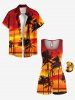 Plus Size Coconut Tree Ombre Sky Print Cinched Hawaii Romper -  