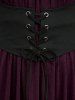 Plus Size Medieval Renaissance Ruched Off Shoulder  Asymmetrical Tee With Grommets Lace Up Marled Waistcoat -  