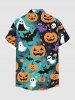Chemise grande taille à imprimé citrouille, fantôme, chauve-souris, toile d'araignée, boutonnée, pour homme - Vert M