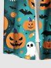 Plus Size Pumpkin Ghost Bat Ombre Spider Web Print Halloween Button Pocket Shirt For Men -  