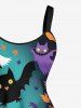 Plus Size Pumpkin Ghost Bat Ombre Spider Web Print Halloween A Line Tank Dress -  