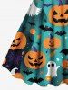 Robe trapèze grande taille à imprimé citrouille, fantôme, chauve-souris, toile d'araignée, ombré, Halloween - Vert 4X