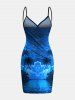 Plus Size Coconut Tree Sea Ombre Galaxy Print Hawaii Convertible Beach Cover Up -  