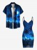 Plus Size Coconut Tree Sea Ombre Galaxy Print Hawaii Convertible Beach Cover Up -  