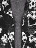Gothic Skulls Spider Web  Rose Flower Print Zip Up Pockets Fleece Lining Hoodie For Men -  