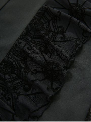 Lace Up Paisley Floral Flocking Tank Top and Spider Web Lettuce Flare Pants Plus Size Outfit
