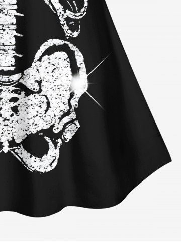 Glitter Skeleton Print Halloween Tankini Top and Swim Bottom Plus Size Matching Set