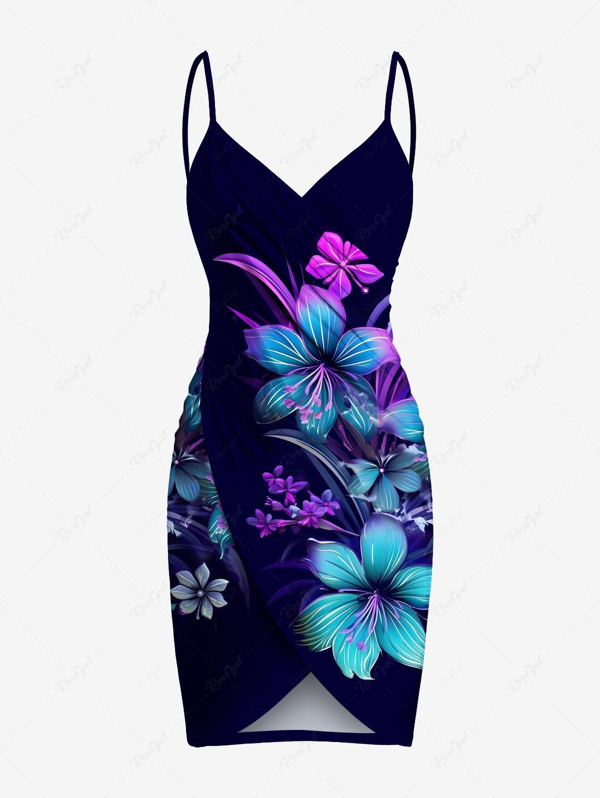 Buy Plus Size Ombre Hibiscus Flower Leaf Print Hawaii Convertible Beach Cover Up  