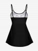 Glitter Skeleton Print Halloween Tankini Top and Swim Bottom Plus Size Matching Set -  