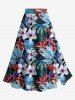 Flowers Leaf Tropical Print Plus Size Matching Hawaii Beach Outfit For Couples -  