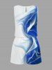 Ensemble chemise et barboteuse hawaïennes assorties, tenue de plage grande taille, maille transparente ombrée, imprimé 3D pour couples - Bleu Ciel 