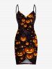 Halloween Pumpkin Lantern Branch Print Plus Size Matching Outfit For Couples -  