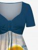 Tenue de plage hawaïenne assortie grande taille, motif canard, vagues et fleurs, pour couples - Vert 