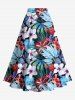 Jupe hawaïenne fendue à imprimé tropical et fleurs grande taille - Noir XS