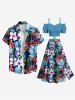 Jupe hawaïenne fendue à imprimé tropical et fleurs grande taille - Noir XS