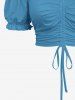 Plus Size Cinched Ruched Ruffles Cold Shoulder Cami Top -  