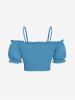 Plus Size Cinched Ruched Ruffles Cold Shoulder Cami Top -  