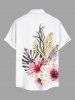 Plus Size Flowers Tropical Leaf Print Buttons Pocket Hawaii Shirt For Men -  