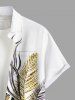 Plus Size Flowers Tropical Leaf Print Buttons Pocket Hawaii Shirt For Men -  